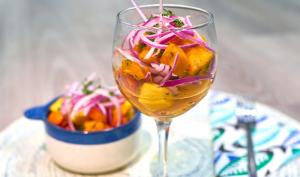 Ceviche de mango con chontaduro